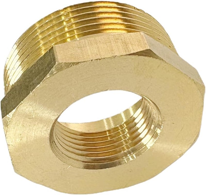 JENSWILL 1-1/2" NPT Male x 3/4" NPT Female Brass Reducer Hex Bushing Threaded Pipe Fitting Reducing Adapter Pack of 1 - Image 2